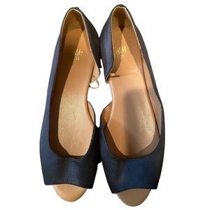 NWOT Black Open Toe Flats